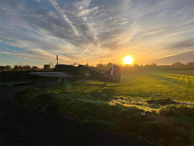 Join us for an evening on a re-created Battle of Britain airfield with the replica Hurricane from the 1969 film; Battle of Britain, plus RAF crew